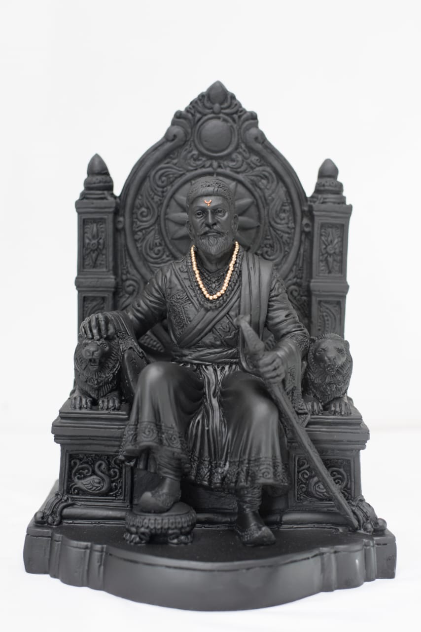 Picture of Raja Shiv Chhatrapati on Sinhasan Statue | Size - 12 inch